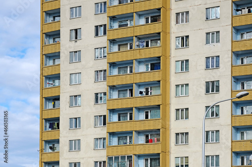 Obraz na płótnie Panel building with windows and balconies