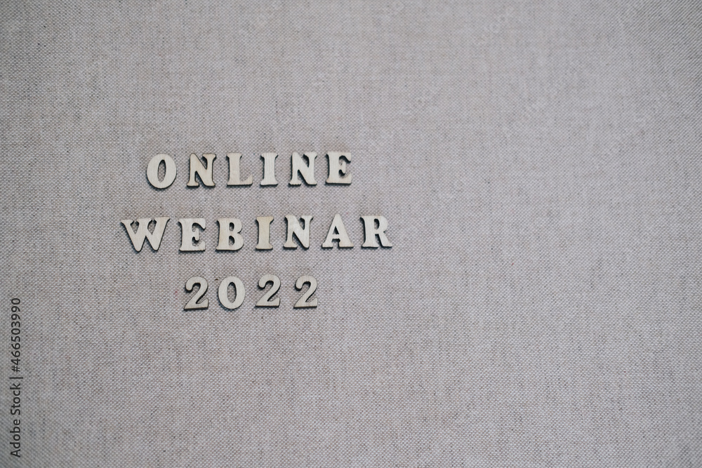 Wooden numbers 2022. Concept-online webinar, business, educational games for children and adults.