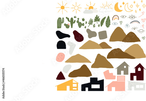 Minimalist House Building City Vector Design Illustration Set
