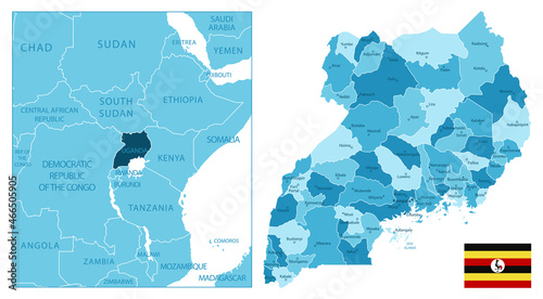 Uganda - highly detailed blue map. photo