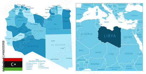 Libya - highly detailed blue map. photo