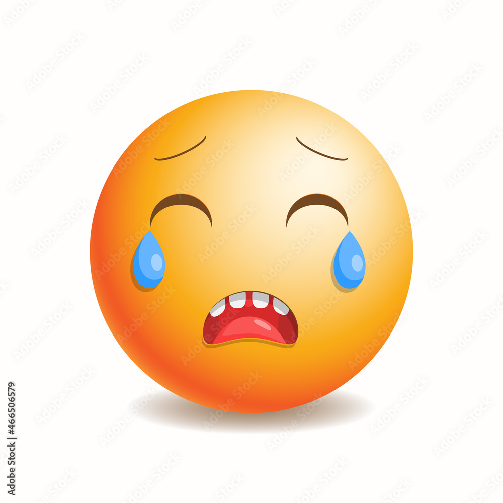 Emoji emoticon sad with closed eyes and tears.