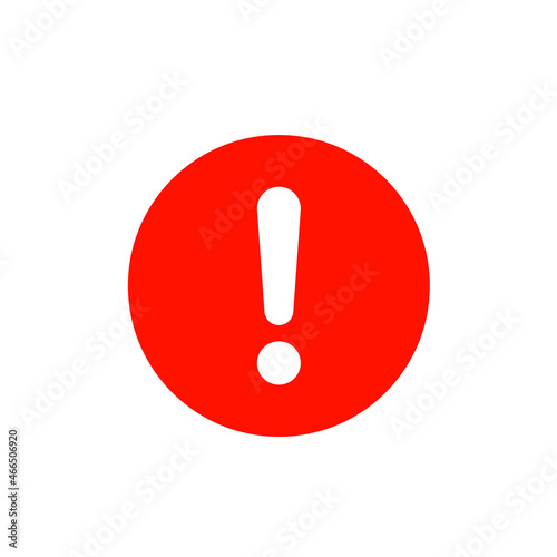 Exclamation mark icon. Red warning icon. Vector red circular sign with exclamation mark
