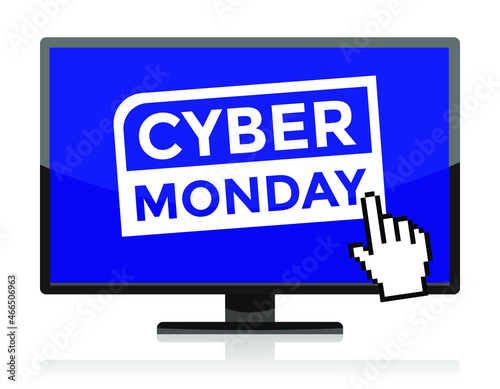 cyber monday on computer screen or monitor, vector illustration 