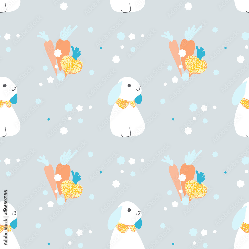 Vector children's seamless
pattern with cute bunny with vegetables.
Suitable for backgrounds, wallpapers, wrapping paper, fabrics, textiles
Vector children's seamless
pattern with cute bunny with vegetables.
Suitable for backgrounds, wallpapers, wrapping paper, fabrics, textiles