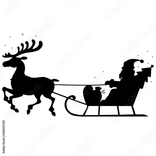 Santa Claus riding a sleigh with reindeer