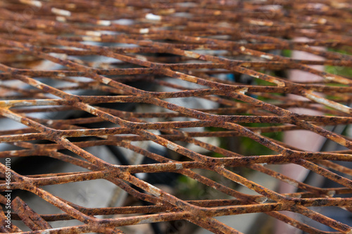 Close up Abstract background of a rusty metal cage