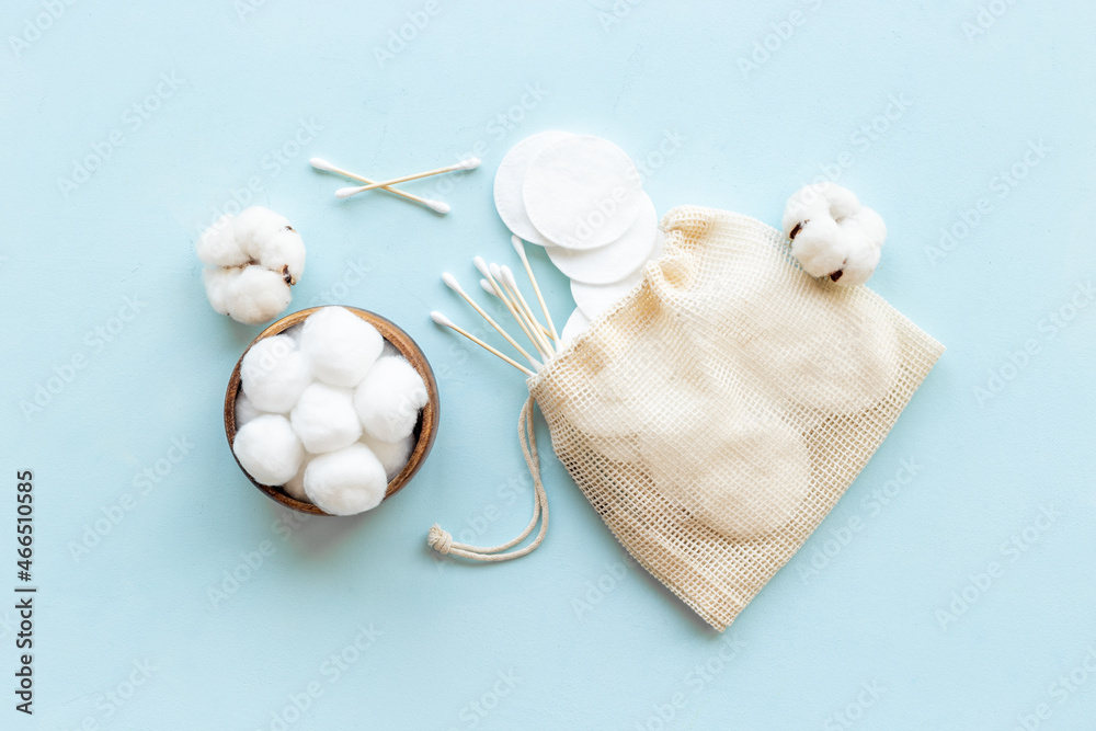 Cotton pads with buds and balls for cleansing skin and care