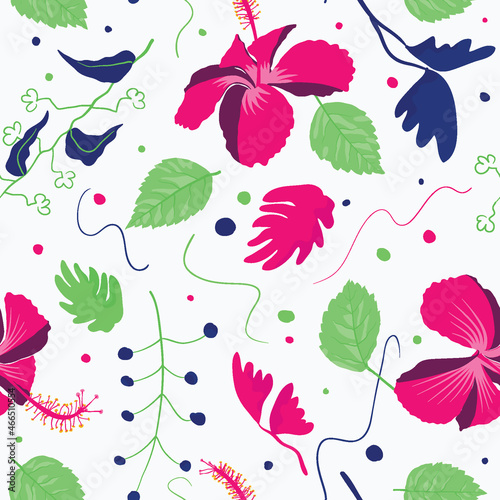 Botanical blossom rose mallow hibiscus repeated pattern texture, useful for tapestry and fabrics