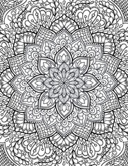 Foto auf Leinwand Mandala Ornamental mandala adult coloring book page. Zentangle style coloring page. Arabic, Indian ornament.  © Katya Suresh