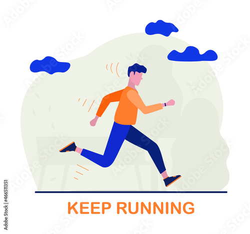 A man is engaged in sports running in the park. Vector illustration