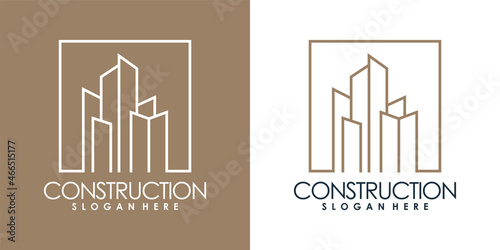 contruction logo design white moderen styel Premium Vector photo