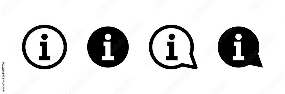 Information icon. Info logo isolated vector symbol. Circle info sign set. Helpdesk banner. Information icon. Info logo isolated vector symbol. Circle info sign set. Helpdesk banner.
