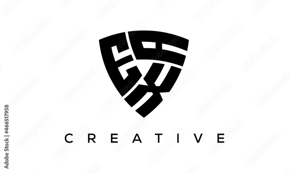 EXA letters logo, security Shield logo vector EXA letters logo, security Shield logo vector
