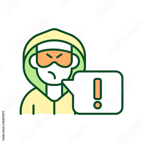 Anonymous internet hater RGB color icon. Expressing negative emotions online. Hate speech. Promoting hatred and violence in social media. Isolated vector illustration. Simple filled line drawing