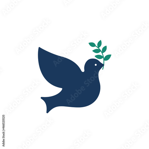Flying free dove symbol peace. Christmas religion pigeon with branch olive. Vector illustration