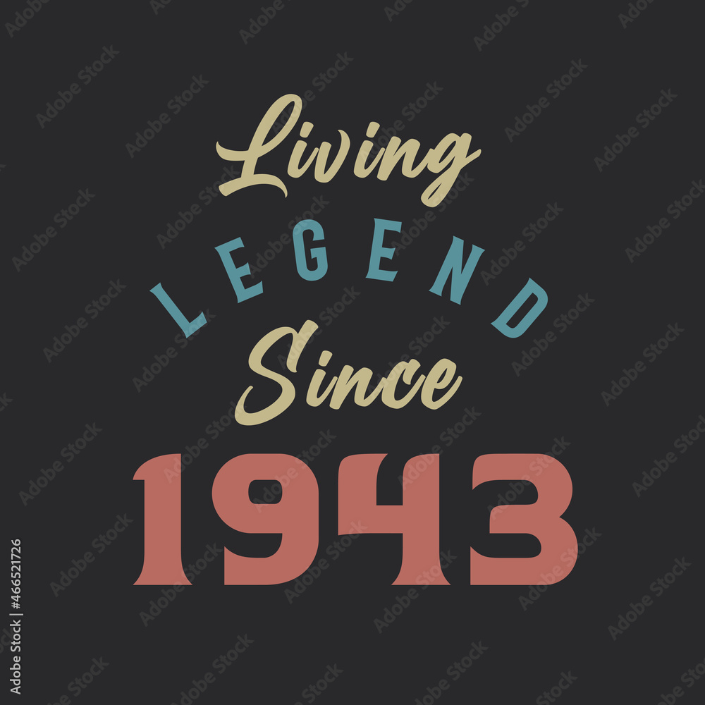 Obraz premium Living Legend since 1943, Born in 1943 vintage design vector