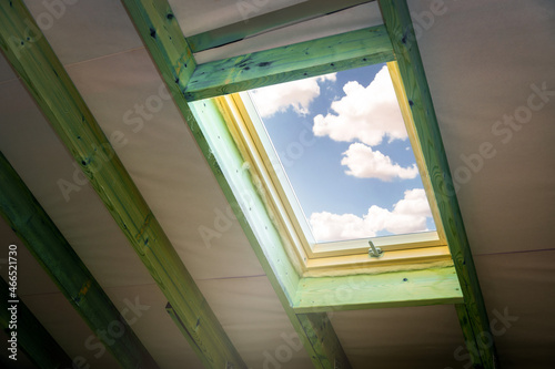 skylight in attic. roof window