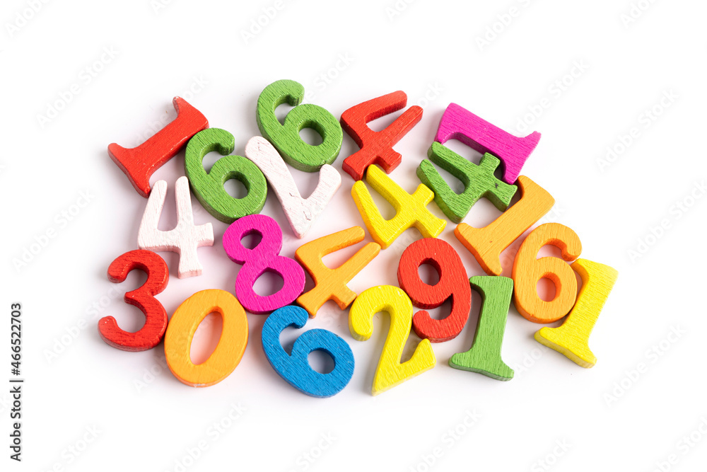 Fototapeta premium Math number colorful on white background, education study mathematics learning teach concept.