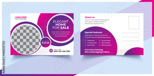 Real estate home sale postcard design template (ID: 466525733)