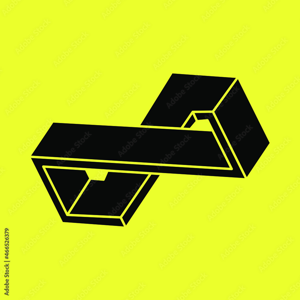 Optical illusion figure. Impossible object. Line geometric shapes. Optical illusion figure. Impossible object. Line geometric shapes.