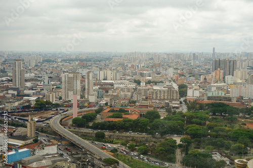 Sao Paulo cityscape  panoramic aerial view. Skyscrapers of big metropolis