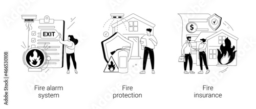 Building emergency protection abstract concept vector illustrations.