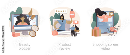 Social media video content abstract concept vector illustrations.