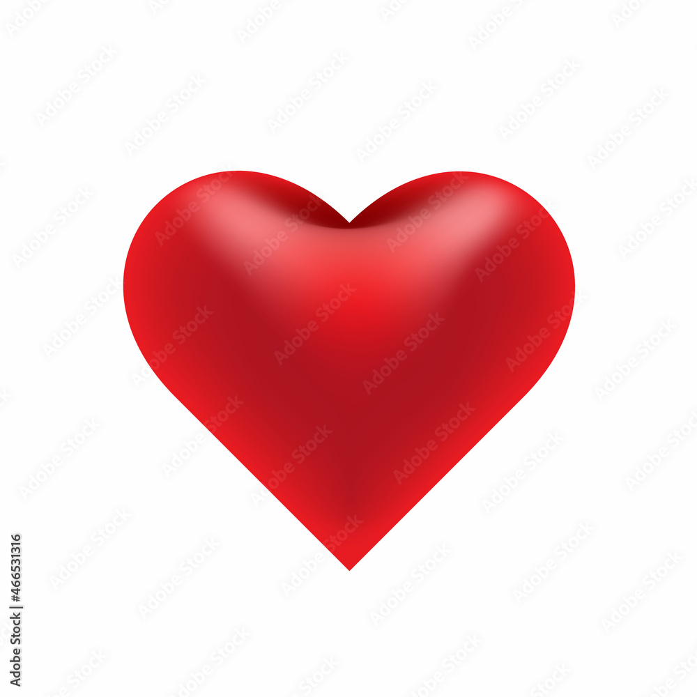 Red heart on a white background.Gift for Valentines day.Vector illustration