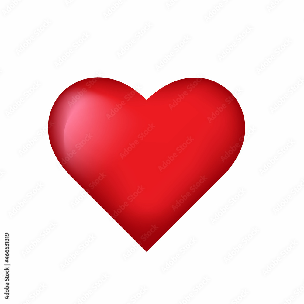 Red Heart isolated  on white background.Vector symbols of love in shape for Happy Women's, Mother's, Valentine's Day, Birthday greeting card.Vector illustration
