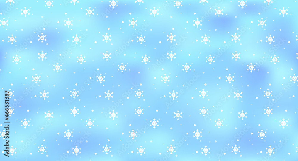 Winter snowfall and snowflakes on blue background.Seamless pattern for christmas and new year greeting cards, and invitations, and winter holiday season. Vector illustration