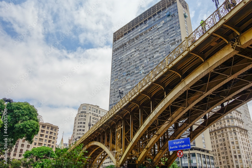 old Santa Ifigenia viaduct on Sao Paulo city downtown