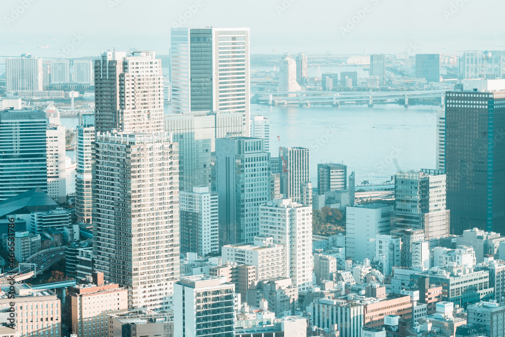 Obraz premium city skyline in tokyo from a hotel