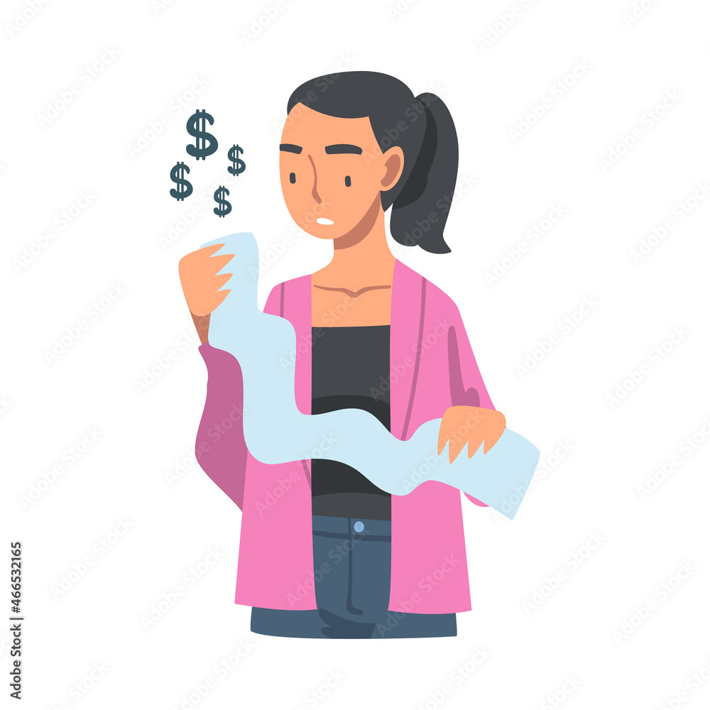 Woman Analyzing Financial Report with Profit Growth and Evaluating Revenue and Expense Vector Illustration