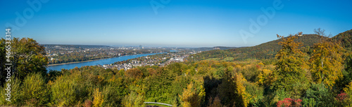 panoramic view of the river rhine near the city of Königswinter