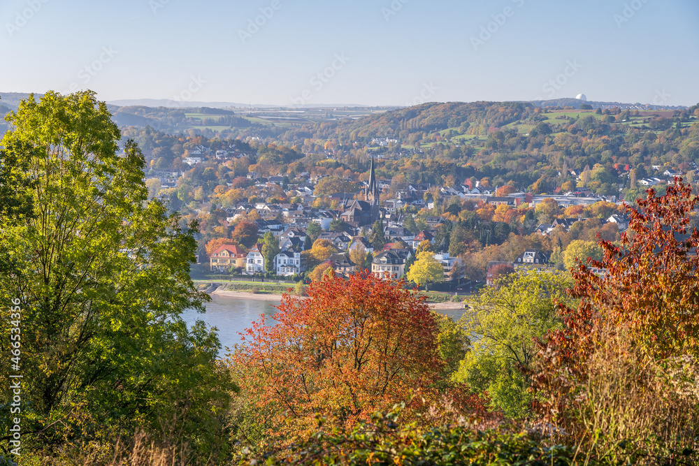 panoramic view of the river rhine near the city of Königswinter