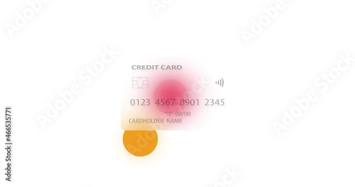Neutral credit card on colorful background rendered with the glassmorphism effect. Internet shopping concept, mobile payments, financial transactions. looped video.