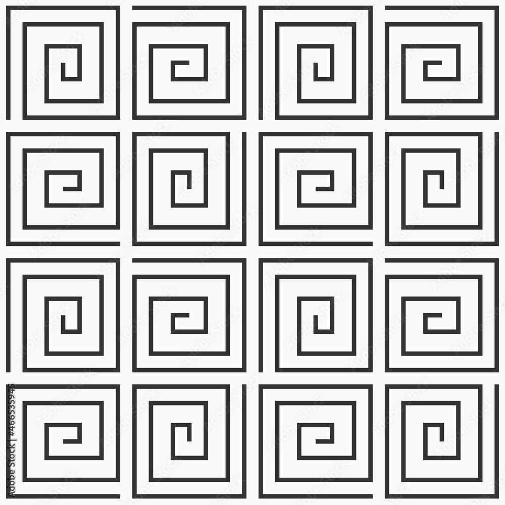 Vector seamless pattern. Modern stylish texture. Repeating geometric tiles with simple geometric shapes, spirals. Lines. Geometric outline lattice pattern. Black and white background. Vector seamless pattern. Modern stylish texture. Repeating geometric tiles with simple geometric shapes, spirals. Lines. Geometric outline lattice pattern. Black and white background.