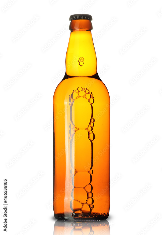 brown bottle with beer and air bubbles brown bottle with beer and air bubbles