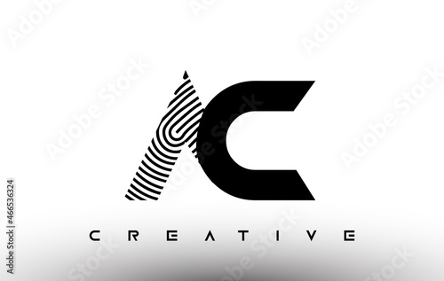 AC Fingerprint zebra Letter Logo Design. AC Logo with fingerprint Creative Icon Vector