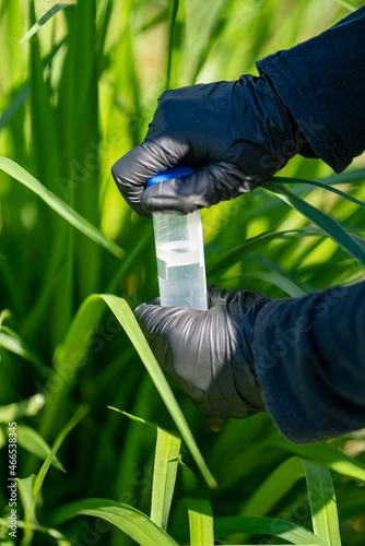 Soil and water sample for environmental analysis 