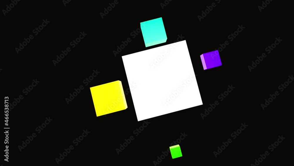 The colored cubes animation geometric cubes on a black background. The colored cubes animation geometric cubes on a black background.