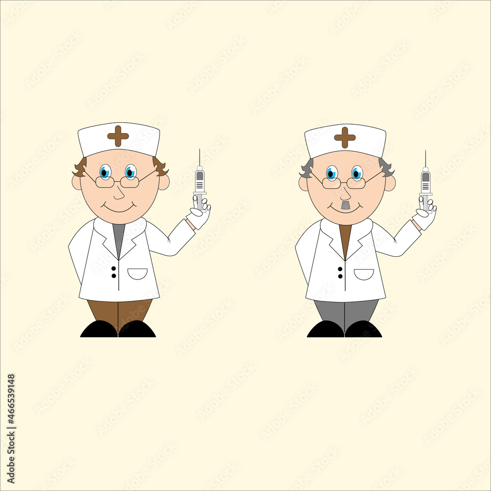 The doctor is standing with a syringe in his hand The doctor is standing with a syringe in his hand
