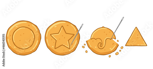 set of traditional korean cookies and dalgon sweets. sugar biscuit honeycombs