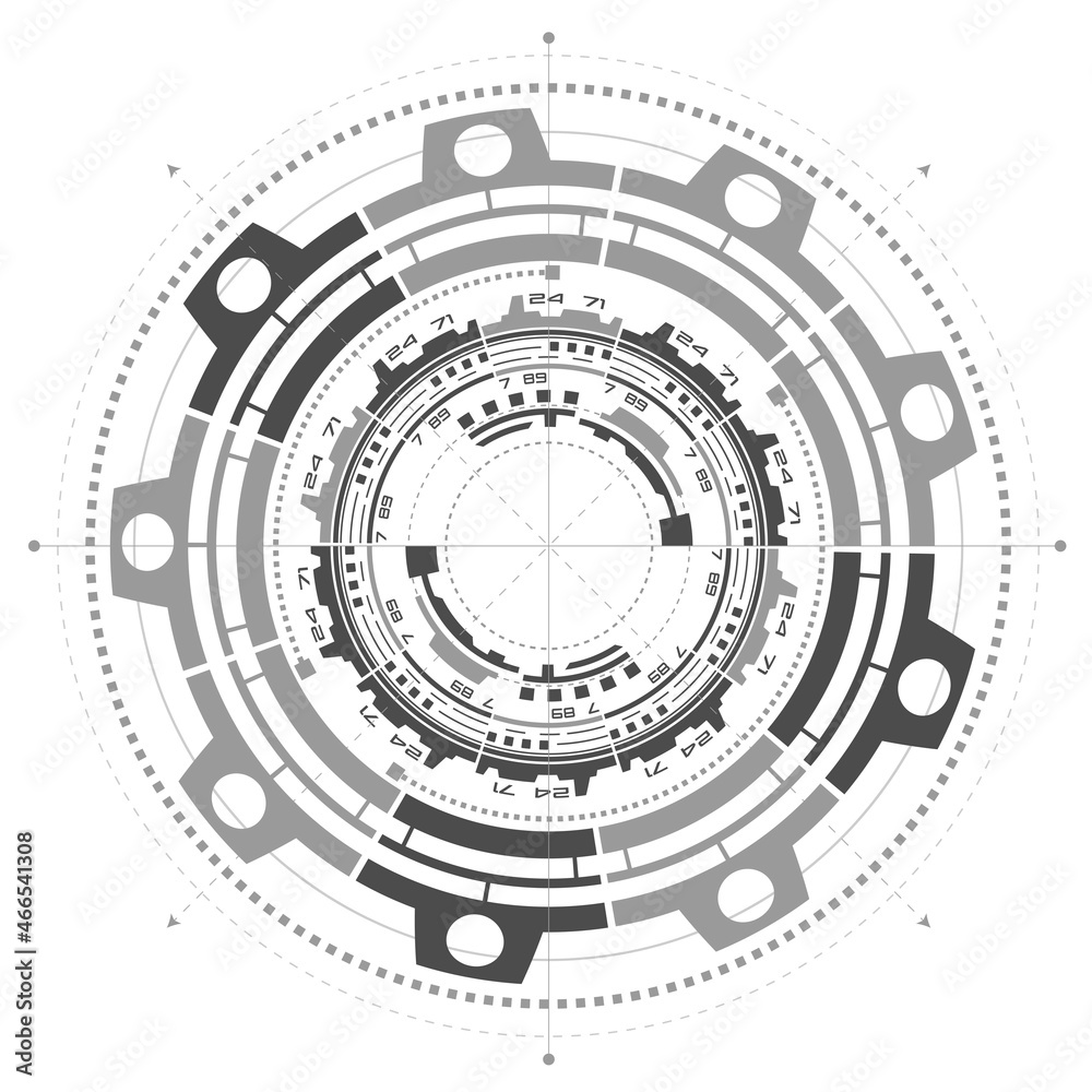 Hud Futuristic .Gear vector.Electronic interface of the future . Fantastic circle . Hud Futuristic .Gear vector.Electronic interface of the future . Fantastic circle .