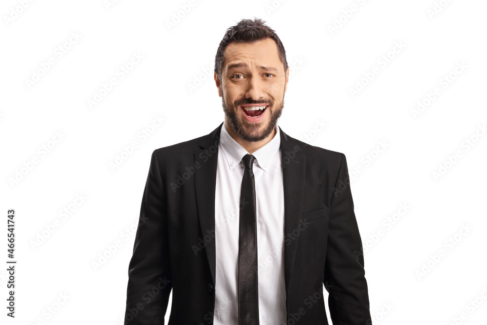 Happy young businessman with a face expression Happy young businessman with a face expression