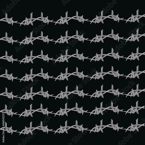 Vector illustration of barbed wire with gray lines