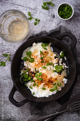Homemade eggs wit onion and parsley