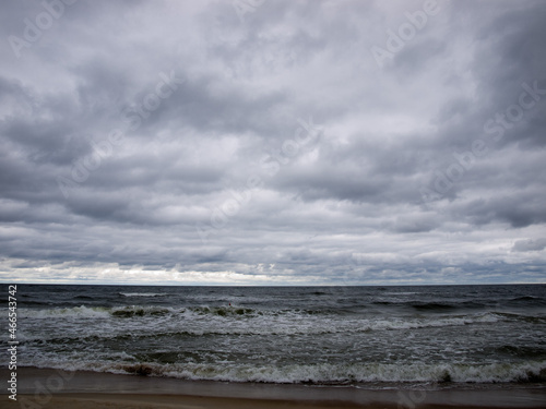 Gloomy sky over the Baltic Sea in Lithuania.