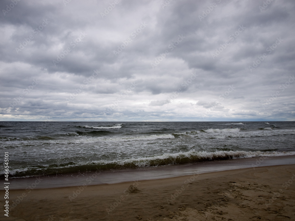Gloomy sky over the Baltic Sea in Lithuania.